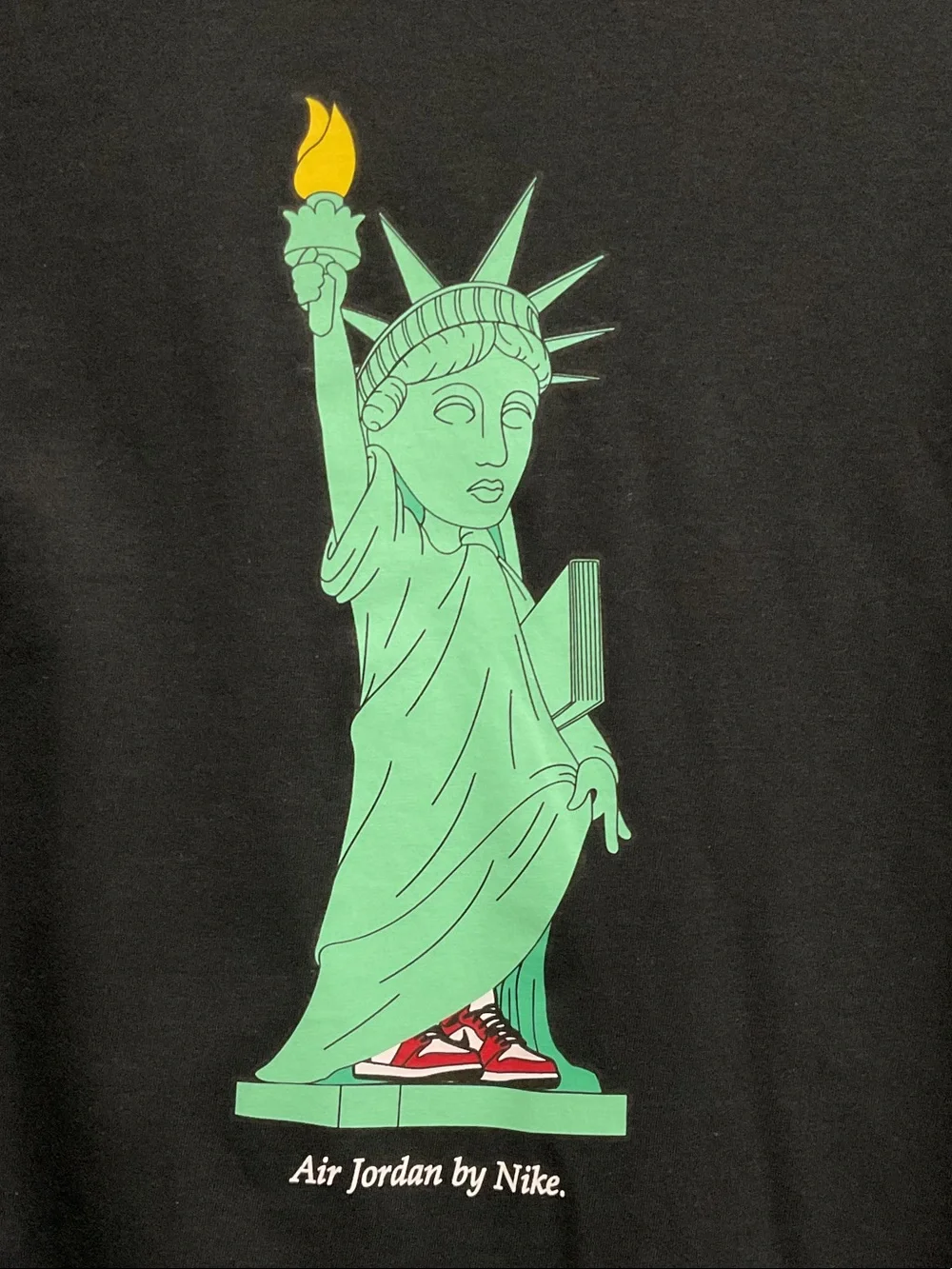 Jordan Black T‑Shirt with Green Statue of Liberty Graphic- Size XL Men